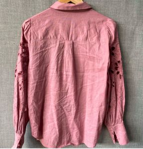 Chic Pink Embroidered Button-Up Shirt