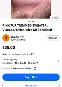 VINTAGE TOMBAO Pink Chic Fur Trim Sweater🌸🌸