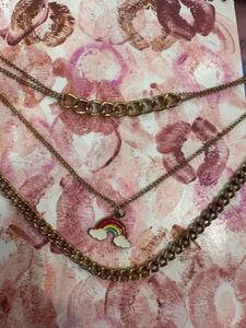 Layered Rainbow Charm Necklace