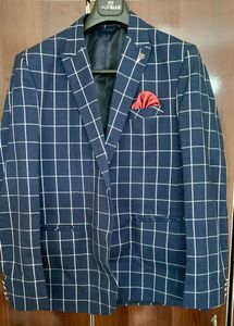 Greenfibre Men Blue Checked Blazer - 44