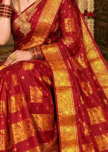 Exquisite Red & Gold Silk Saree