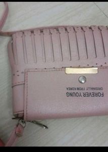 Combo Of Grey Small  Batua & Pink Side Siling  Bag