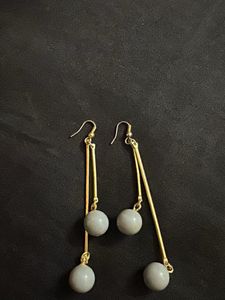 Elegant Drop Earrings with Grey Beads