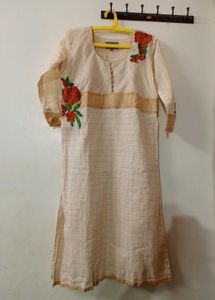 Beige Embroidered Kurta ✨