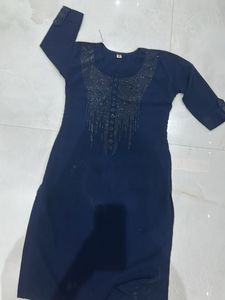 Elegant Embellished Navy Blue Kurta