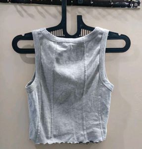 Gray Sleeveless Cropped Top