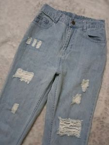 Light Blue Ripped Baggy Jeans