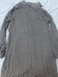 Striped Button-Up Tunic with Floral Embroidery