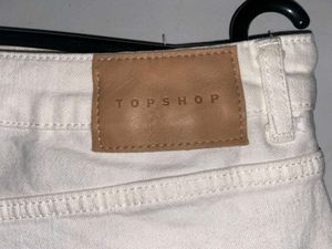 Cream Denim High-Waisted Cut-off Shorts