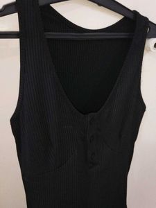 Black Ribbed Bodycon Dress