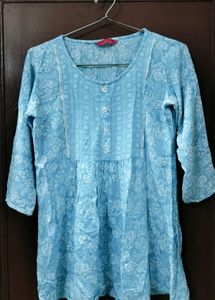 Light Blue Printed Kurta