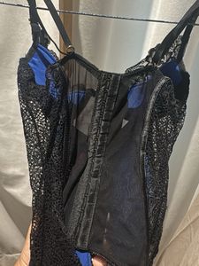 Two-Tone Black &amp; Blue Lace Corset