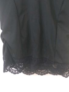 Black Lace Trim V-Neck Top