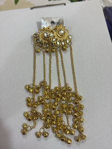 Gold Tone Dangling Kashmiri Earrings