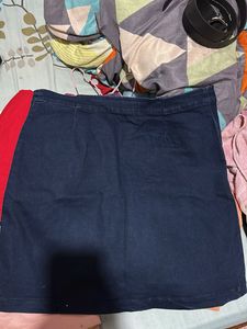 Dark Wash Denim A-Line Skirt