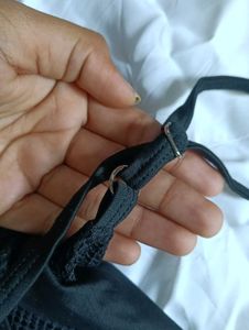 Black Textured Bikini Top