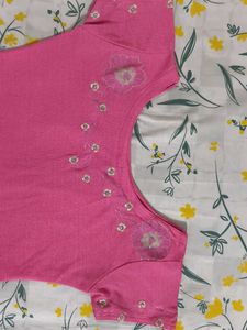 Pink Embroidered kurti
