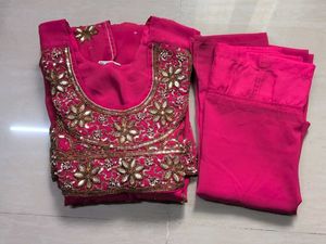 Pink Embroidered Anarkali set