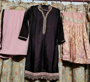 Elegant Embroidered Kurta and Skirt Set