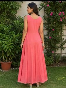 Elegant Coral Anarkali Gown