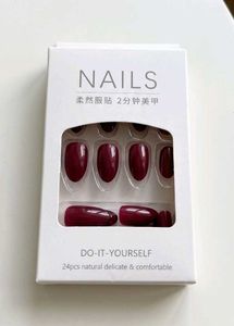 reusable Press-On Nails Burgundy