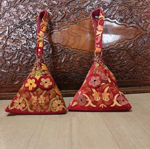 Embroidered Triangle Clutch Bags