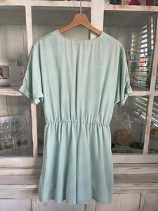 Zara Light Blue V-Neck Romper with Belt