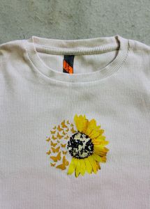 Sunflower &amp; Butterfly Graphic Crop Top