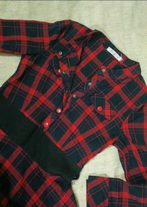 Red Plaid Shirt Dress