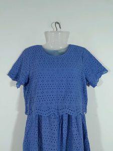 Blue Overcoat Style Dress For Women's