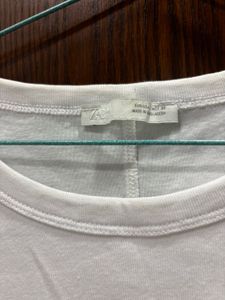 ZARA White Crew Neck T-Shirt