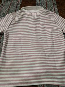 Striped Button-Up Polo Top