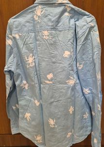 Light Blue Floral Print Casual Shirt