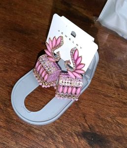 Stunning Pink Peacock Jhumka Earrings