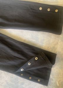 Black Cropped Jeans with Button Detail