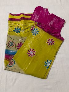Vibrant Sequin Floral Saree with Blouse