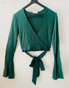 Emerald Green Wrap Crop Top