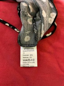 SHEIN Black Floral Frill Crop Top – Size L