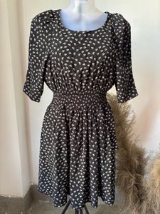 Chic Black & White Print Midi Dress