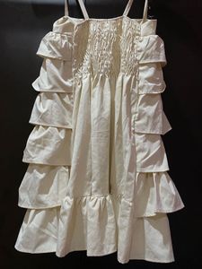 Imported Beige Ruffle Layered Mini Dress