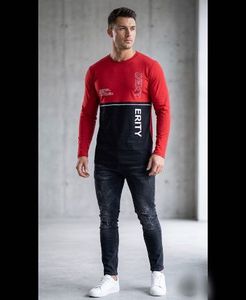 Men's Red & Black Long Sleeve T-Shirt