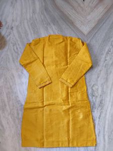Yellow Embroidered Silk Kurta Set
