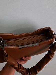 Chic Brown Ruched Shoulder Bag