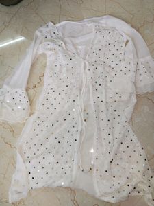 white Georgette lahenga choli with shrug 🤍