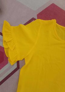 Bright Yellow Ruffled Sleeve Top