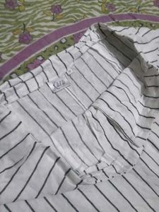 Striped Button-Up Midi Skirt