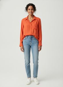 Vibrant Orange Button-Up Shirt