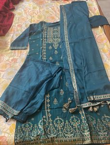 Teal Blue Libas Festive Kurta Set