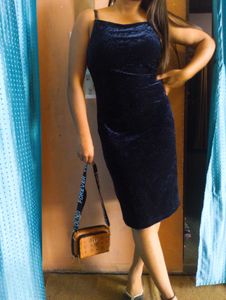 ❤️🤌🥺Navy Blue Velvet Party Dress🥺❤️🌸