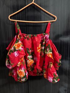 Off-Shoulder Floral Print Top